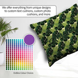 Custom Name Layered Green Monstera Leaves on Soft Cream Seamless Square Filled Cushion Throw Pillow Sofa Bed Home Decor Zip Washable UK Made