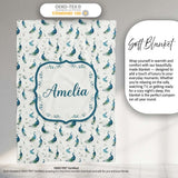 Watercolor Peacock Birds with Soft Floral Background Seamless  Personalised Custom Name Super Soft Fleece Blanket Bed Sofa Throw