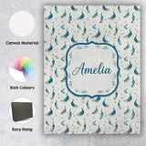 Personalised Name Watercolor Peacock Birds Custom  Unique Gift Idea Elegant Feature Canvas Wall Art Print Decor Picture Ready to Hang