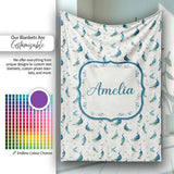 Watercolor Peacock Birds with Soft Floral Background Seamless  Personalised Custom Name Super Soft Fleece Blanket Bed Sofa Throw
