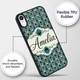 Elegant Peacock Feather Fan Art Printed Design Custom Name Protective Phone Case Mobile Cover Durable Everyday Smartphone Shock Resistant