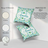Custom Name Colorful Feathers with Botanical Elements Seamless Square Filled Cushion Throw Pillow Sofa Bed Home Decor Zip Washable UK Made