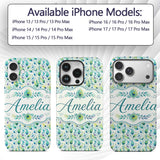 Colorful Peacock Feathers with Soft Botanical Custom Name Protective Phone Case Mobile Cover Durable Everyday Smartphone Shock Resistant