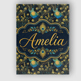 Personalised Name Luxury Dark Peacock Custom Modern Room Accent Creative Decorator Style Canvas Wall Art Print Decor Picture Ready to Hang