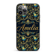 Luxury Dark Peacock Feathers with Gold Details Custom Name Protective Phone Case Mobile Cover Durable Everyday Smartphone Shock Resistant