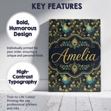 Personalised Name Luxury Dark Peacock Custom Modern Room Accent Creative Decorator Style Canvas Wall Art Print Decor Picture Ready to Hang