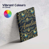 Personalised Name Luxury Dark Peacock Custom Modern Room Accent Creative Decorator Style Canvas Wall Art Print Decor Picture Ready to Hang