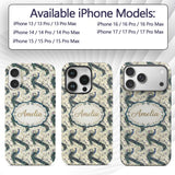 Ornate Peacock Birds with Decorative Floral Printed Design Custom Name Protective Phone Case Mobile Cover Durable Smartphone Shock Resistant
