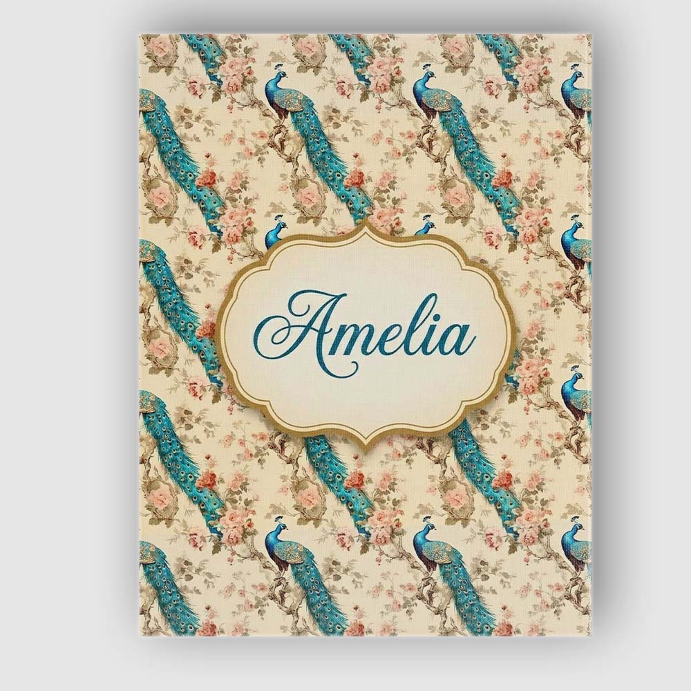 Personalised Name Classic Peacock Birds on Custom  Unique Gift Idea Elegant Feature Canvas Wall Art Print Decor Picture Ready to Hang