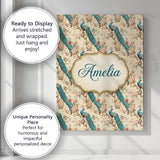 Personalised Name Classic Peacock Birds on Custom  Unique Gift Idea Elegant Feature Canvas Wall Art Print Decor Picture Ready to Hang