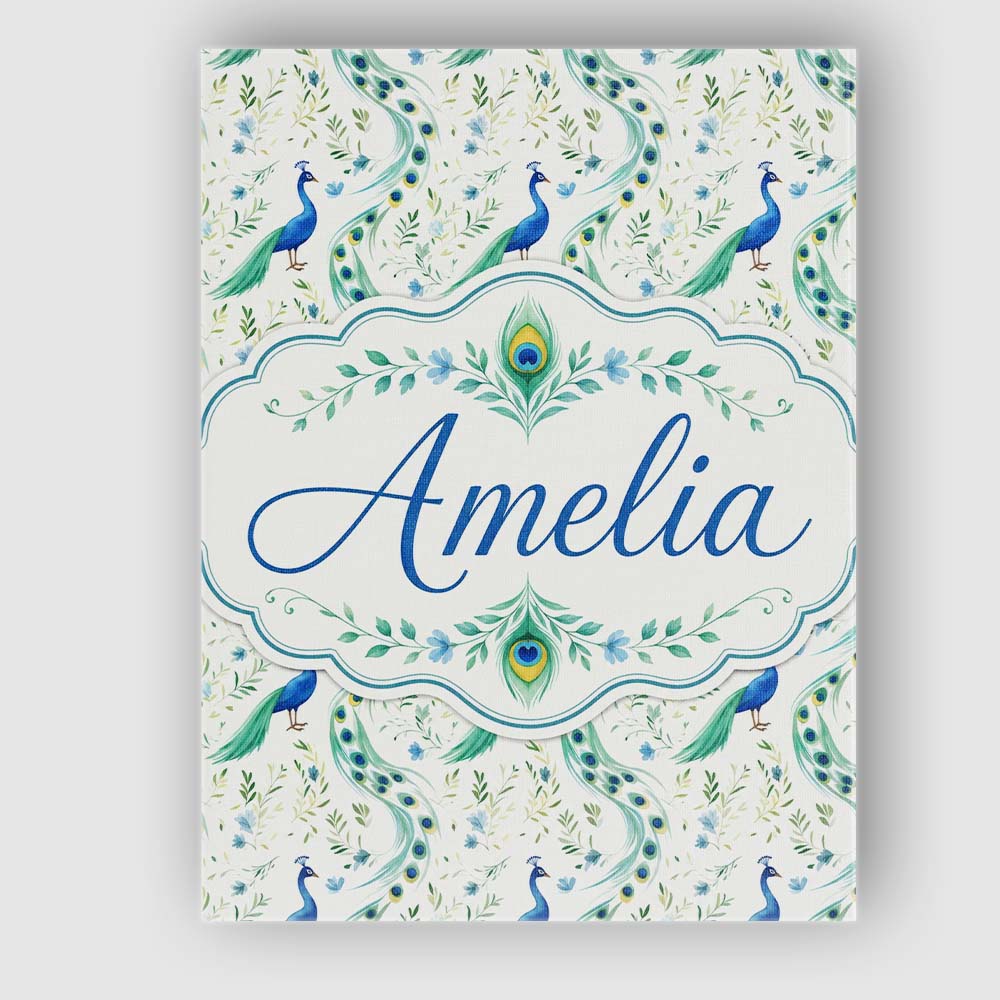 Personalised Name Elegant Peacock Birds Custom  Unique Gift Idea Modern Room Accent Canvas Wall Art Print Decor Picture Ready to Hang