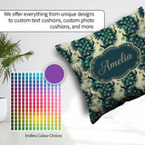 Custom Name Art Deco Style Peacock with Feather Display Seamless Square Filled Cushion Throw Pillow Sofa Bed Home Decor Zip Washable UK Made