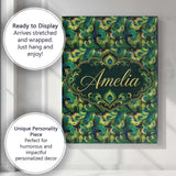 Personalised Name Abstract Peacock Feather Custom  Unique Gift Idea Elegant Feature Canvas Wall Art Print Decor Picture Ready to Hang