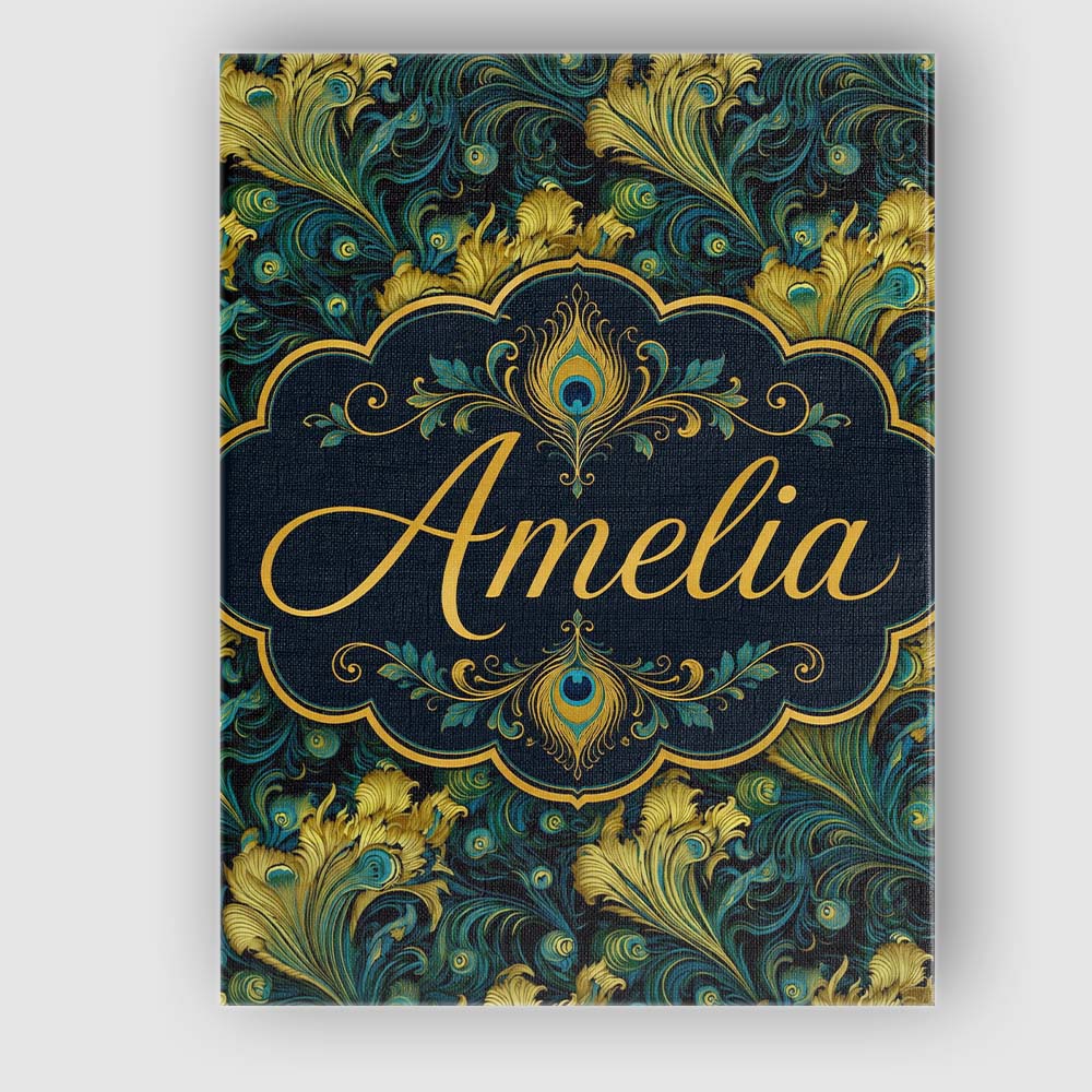 Personalised Name Luxury Gold and Teal Custom  Modern Room Accent Elegant Feature Canvas Wall Art Print Decor Picture Ready to Hang