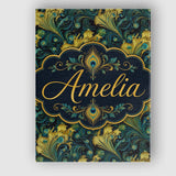 Personalised Name Luxury Gold and Teal Custom  Modern Room Accent Elegant Feature Canvas Wall Art Print Decor Picture Ready to Hang