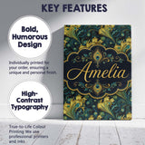 Personalised Name Luxury Gold and Teal Custom  Modern Room Accent Elegant Feature Canvas Wall Art Print Decor Picture Ready to Hang