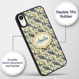 Classic Peacock Birds with Floral Motif Vintage Custom Name Protective Phone Case Mobile Cover Durable Everyday Smartphone Shock Resistant