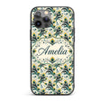 Elegant Peacock Feather Swirl with Gold and Teal Custom Name Protective Phone Case Mobile Cover Durable Everyday Smartphone Shock Resistant