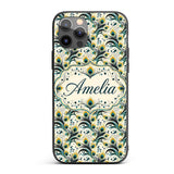 Elegant Peacock Feather Swirl with Gold and Teal Custom Name Protective Phone Case Mobile Cover Durable Everyday Smartphone Shock Resistant