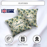 Custom Name Elegant Peacock Feather Swirl with Gold Teal Accents Square Filled Cushion Throw Pillow Sofa Bed Home Decor Zip Washable UK Made