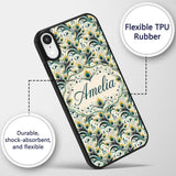 Elegant Peacock Feather Swirl with Gold and Teal Custom Name Protective Phone Case Mobile Cover Durable Everyday Smartphone Shock Resistant