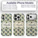 Elegant Peacock Feather Swirl with Gold and Teal Custom Name Protective Phone Case Mobile Cover Durable Everyday Smartphone Shock Resistant