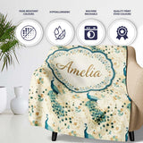 Graceful Peacock Birds with Flowing Feather Trails Seamless Pattern  Personalised Custom Name Super Soft Fleece Blanket Bed Sofa Throw