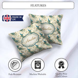 Custom Name Graceful Peacock Birds with Flowing Feather Seamless Square Filled Cushion Throw Pillow Sofa Bed Home Decor Zip Washable UK Made