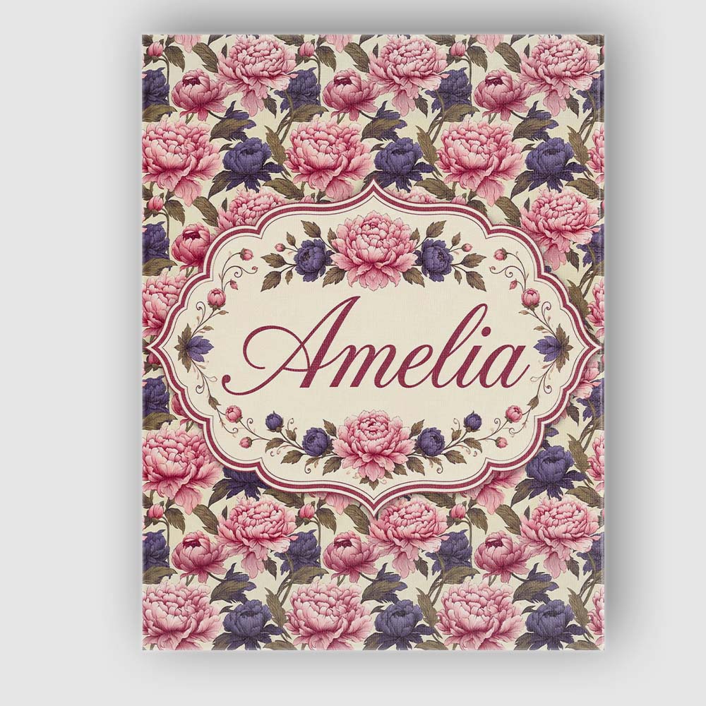 Personalised Name Soft Peony Flowers in Custom  Modern Room Accent Elegant Feature Canvas Wall Art Print Decor Picture Ready to Hang