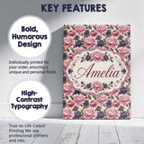 Personalised Name Soft Peony Flowers in Custom  Modern Room Accent Elegant Feature Canvas Wall Art Print Decor Picture Ready to Hang