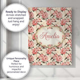 Personalised Name Delicate Pink Peony Custom Modern Room Accent Creative Decorator Style Canvas Wall Art Print Decor Picture Ready to Hang