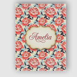 Personalised Name Coral Peony Flowers with Custom  Unique Gift Idea Elegant Feature Canvas Wall Art Print Decor Picture Ready to Hang