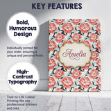 Personalised Name Coral Peony Flowers with Custom  Unique Gift Idea Elegant Feature Canvas Wall Art Print Decor Picture Ready to Hang