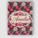 Personalised Name Rich Red and Cream Peony Custom  Unique Gift Idea Elegant Feature Canvas Wall Art Print Decor Picture Ready to Hang