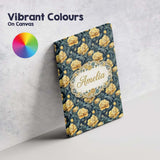 Personalised Name Golden Yellow Peony Custom Modern Room Accent Creative Decorator Style Canvas Wall Art Print Decor Picture Ready to Hang