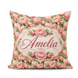 Custom Name Blush Pink Peony Flowers with Green Elegant Seamless Square Filled Cushion Throw Pillow Sofa Bed Home Decor Zip Washable UK Made