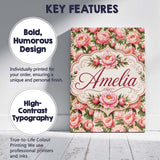 Personalised Name Blush Pink Peony Flowers Custom  Unique Gift Idea Elegant Feature Canvas Wall Art Print Decor Picture Ready to Hang