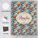 Personalised Name Red Floral Blossoms with Custom  Unique Gift Idea Elegant Feature Canvas Wall Art Print Decor Picture Ready to Hang