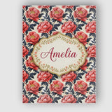 Personalised Name Coral Red Peony Flowers Custom  Unique Gift Idea Elegant Feature Canvas Wall Art Print Decor Picture Ready to Hang