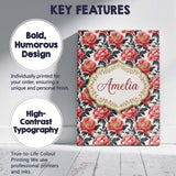 Personalised Name Coral Red Peony Flowers Custom  Unique Gift Idea Elegant Feature Canvas Wall Art Print Decor Picture Ready to Hang