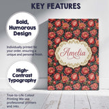 Personalised Name Deep Coral Peony Flowers Custom  Unique Gift Idea Elegant Feature Canvas Wall Art Print Decor Picture Ready to Hang