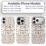 Cute Watercolor Puppy Dogs on White Background Custom Name Protective Phone Case Mobile Cover Durable Everyday Smartphone Shock Resistant
