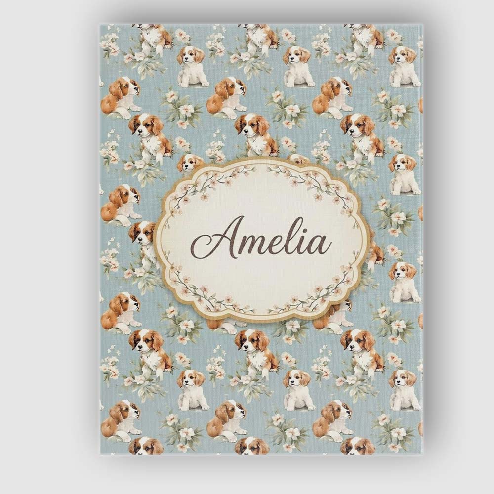 Personalised Name Adorable Puppy Dogs with Custom  Unique Gift Idea Elegant Feature Canvas Wall Art Print Decor Picture Ready to Hang