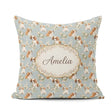 Custom Name Adorable Puppy Dogs with Elements Soft Blue Seamless Square Filled Cushion Throw Pillow Sofa Bed Home Decor Zip Washable UK Made