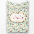Cute Golden Retriever Puppies with Vintage Buckets Seamless Pattern  Personalised Custom Name Super Soft Fleece Blanket Bed Sofa Throw