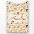 Cute Mixed Breed Puppies with Floral Accents Beige Seamless Pattern  Personalised Custom Name Super Soft Fleece Blanket Bed Sofa Throw