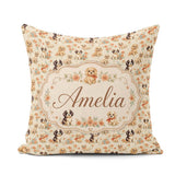Custom Name Cute Mixed Breed Puppies with Accents Beige Seamless Square Filled Cushion Throw Pillow Sofa Bed Home Decor Zip Washable UK Made