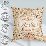 Custom Name Cute Mixed Breed Puppies with Accents Beige Seamless Square Filled Cushion Throw Pillow Sofa Bed Home Decor Zip Washable UK Made