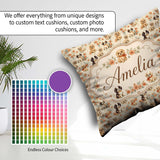 Custom Name Cute Mixed Breed Puppies with Accents Beige Seamless Square Filled Cushion Throw Pillow Sofa Bed Home Decor Zip Washable UK Made