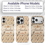 Cute Mixed Breed Puppies with Floral Accents Custom Name Protective Phone Case Mobile Cover Durable Everyday Smartphone Shock Resistant